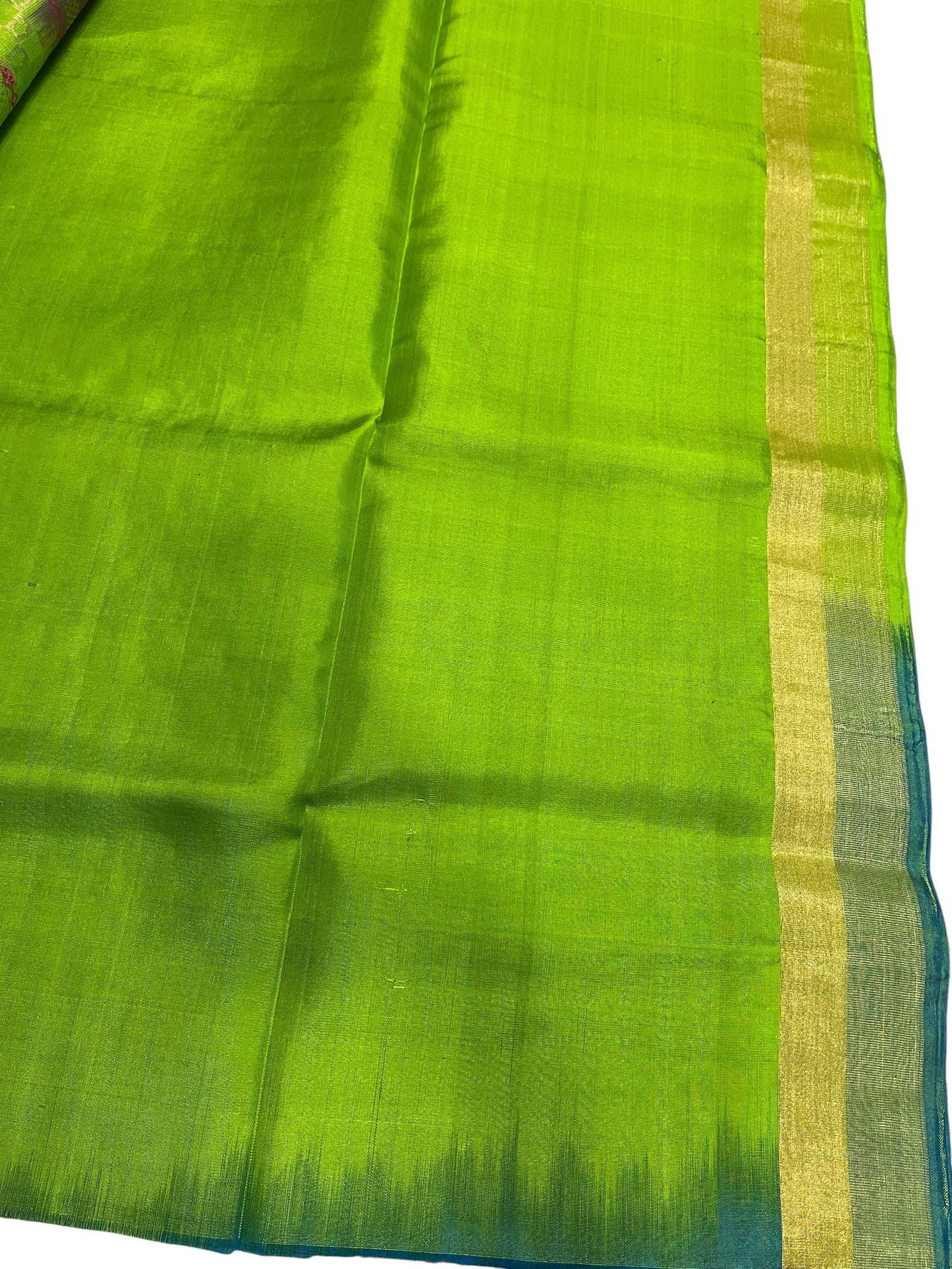 Southloom Pure Handloom Kanchipuram Silk Saree with Korvai Zari Work (Green & Grey)