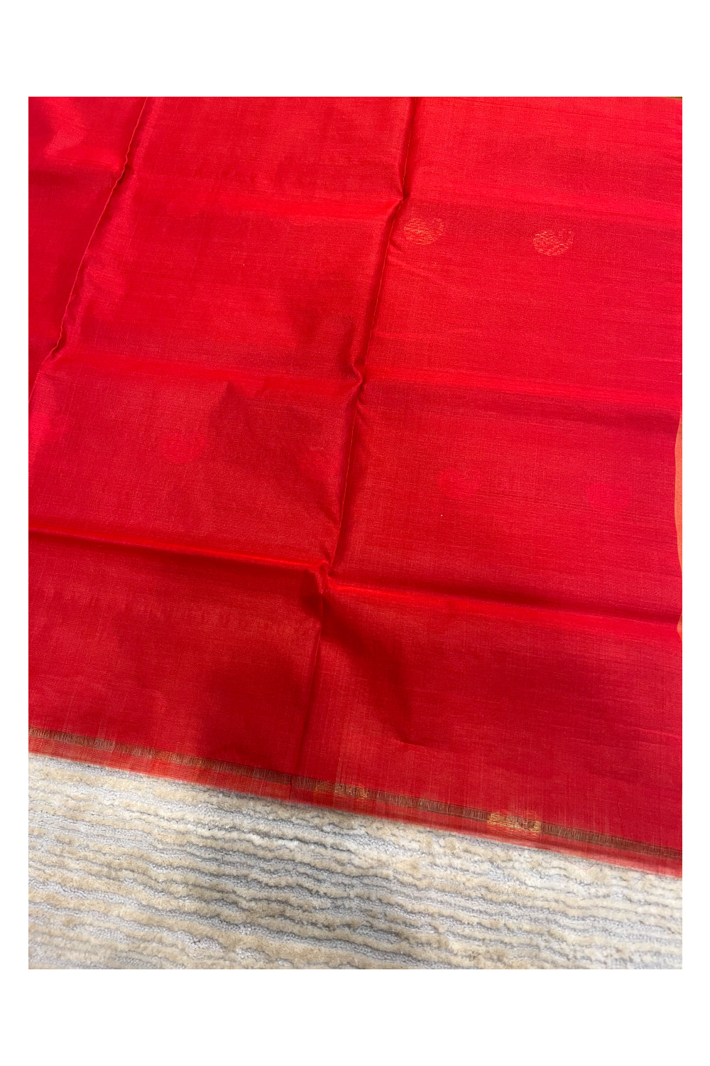 Southloom Pure Handloom Cotton Silk Saree With Handwoven Work Across Body and Blouse in Brown And Red