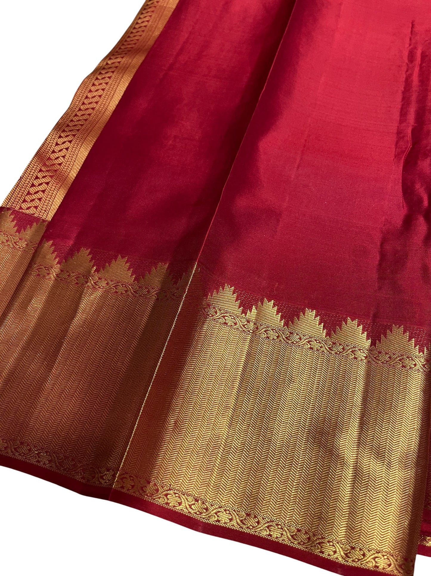 Southloom Pure Handloom Bridal Kanchipuram Silk Saree with Korvai Work (Red)