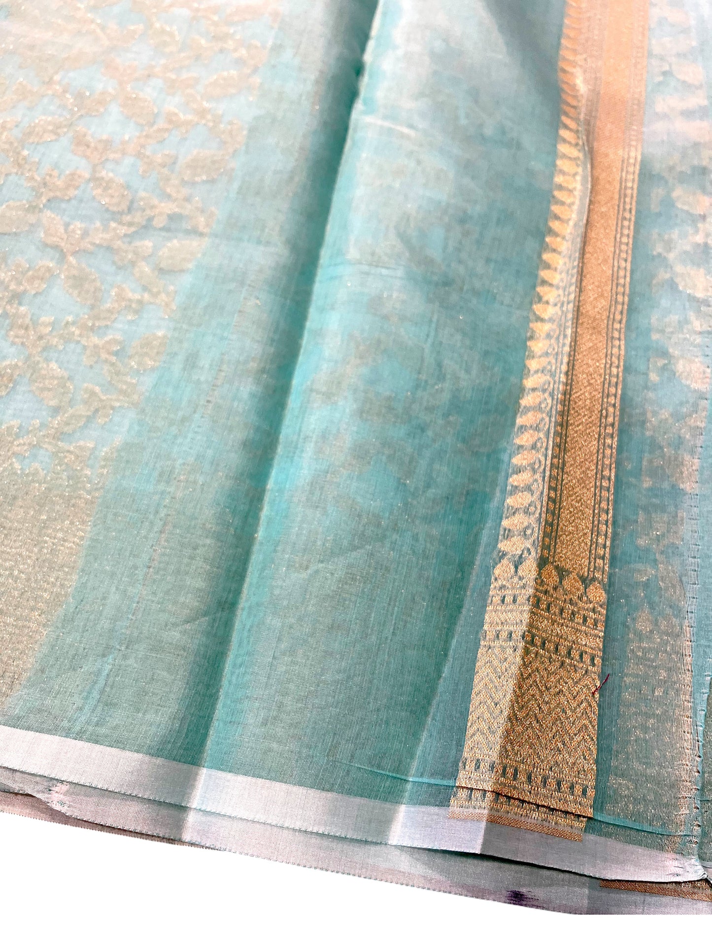 Southloom Cotton Banarasi Silk Saree with Woven Work on Body and Borders(Blue)