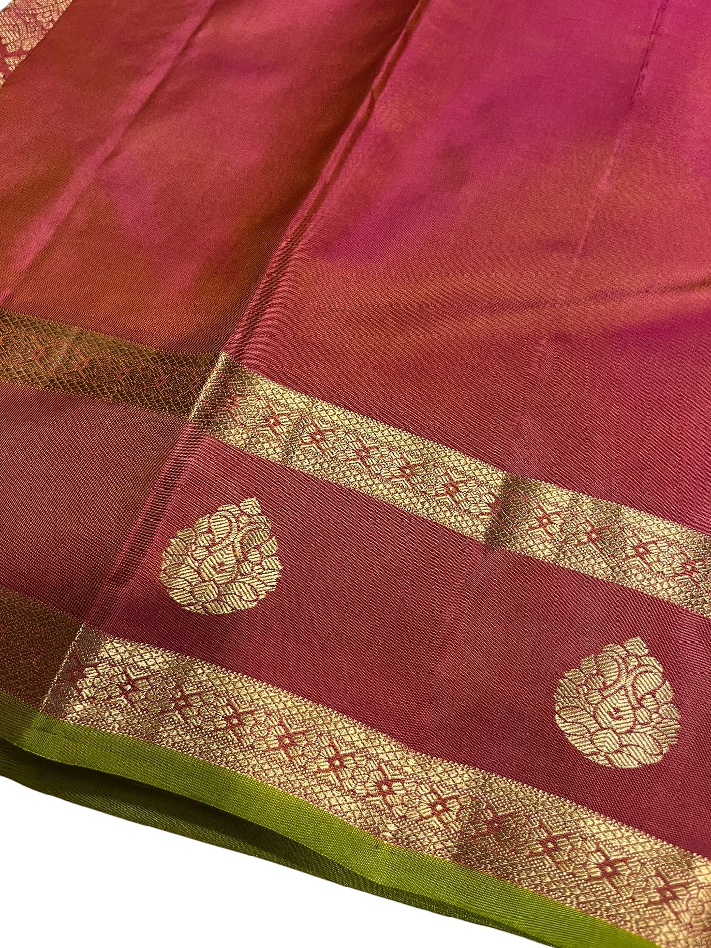 Southloom Premium Bridal Handloom Kanchipuram Silk Saree With Korvai Works (Yellow & Maroon)