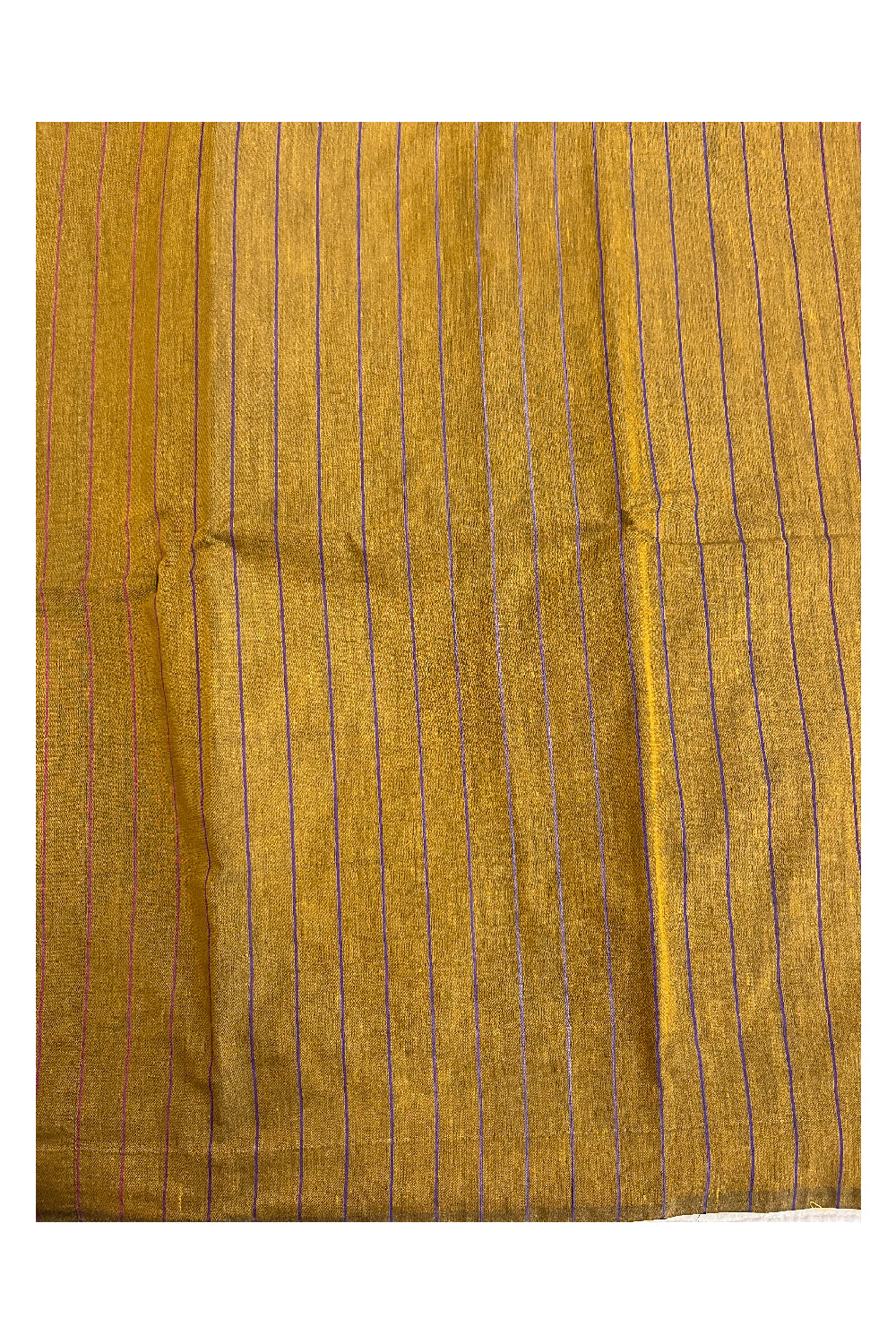 Southloom Kerala Cotton Saree with Lines on Body in Yellow