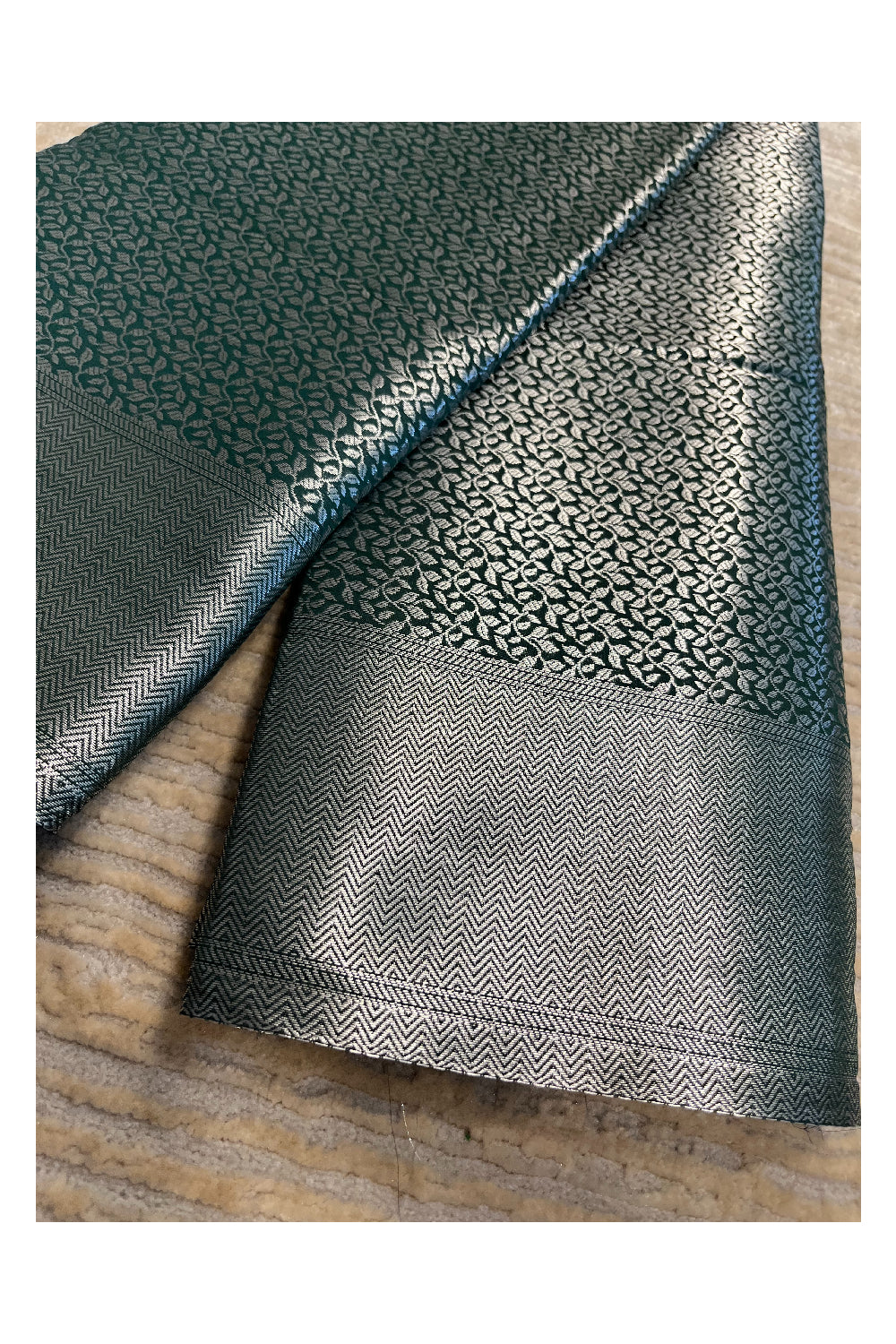 Southloom Banarasi Silver Zari Brocade Work Silk Saree in Green Pastel Shade