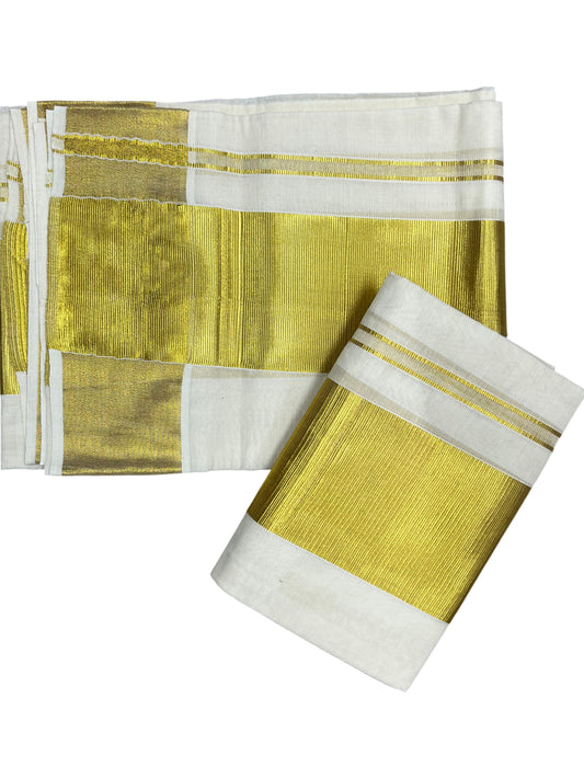 Kerala Cotton Plain Single Set Mundu (Mundum Neriyathum) with Half Fine 4 inch Border in 2.80 Mtrs