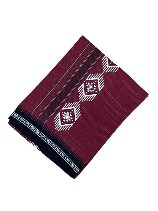 Southloom Maroon Printed Single Mundu / Otta Mundu / Lungi (South Indian Kerala Dhoti)