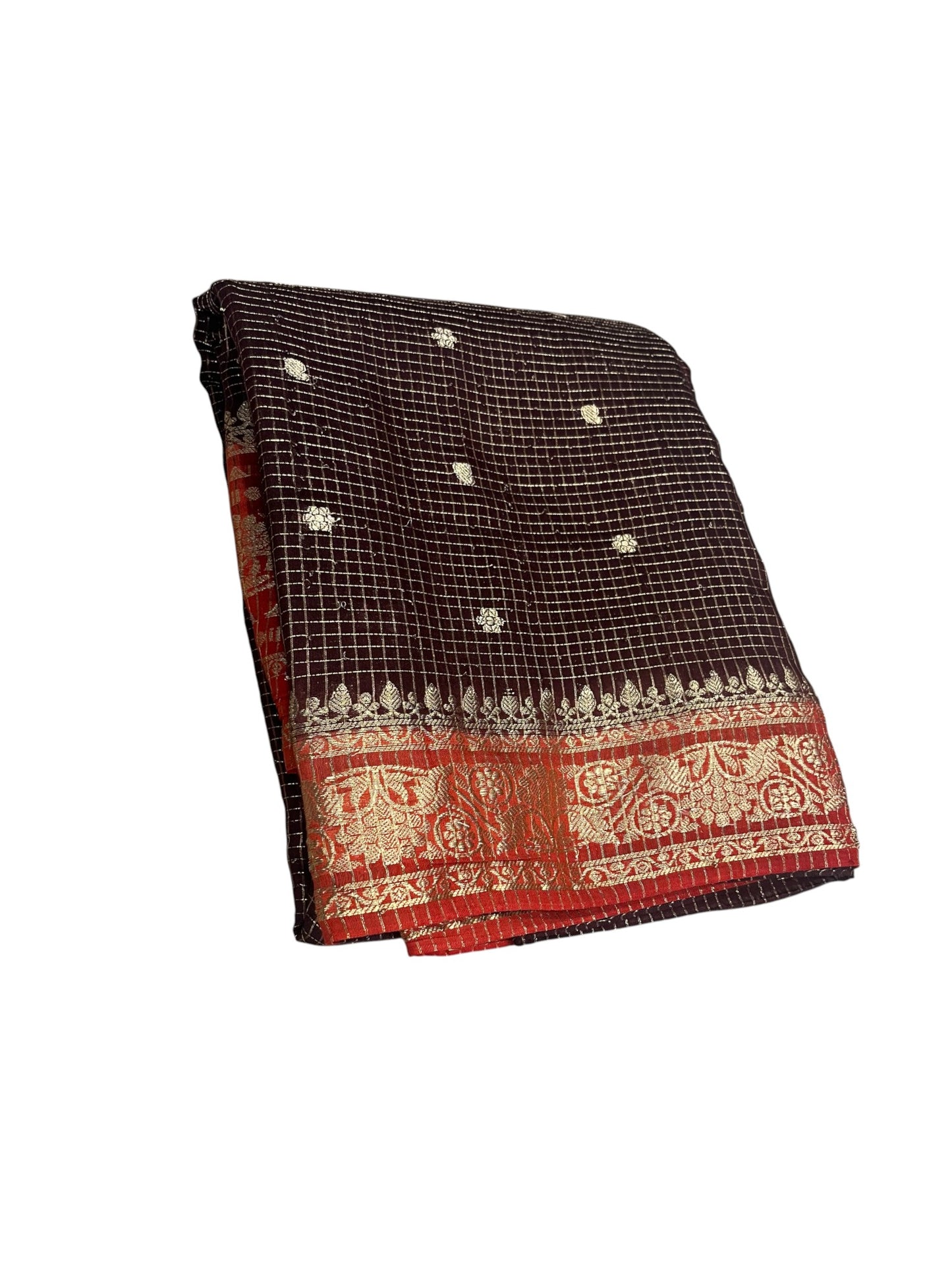 Southloom Banarasi Semi Silk Saree with Woven Work on Body(Brown)