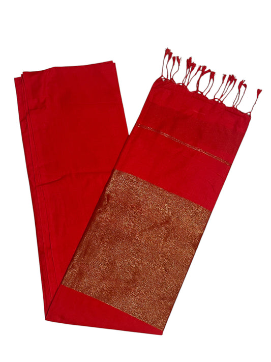 Southloom Mul Cotton 120 x 120 Soft Fabric Saree in Red Colour