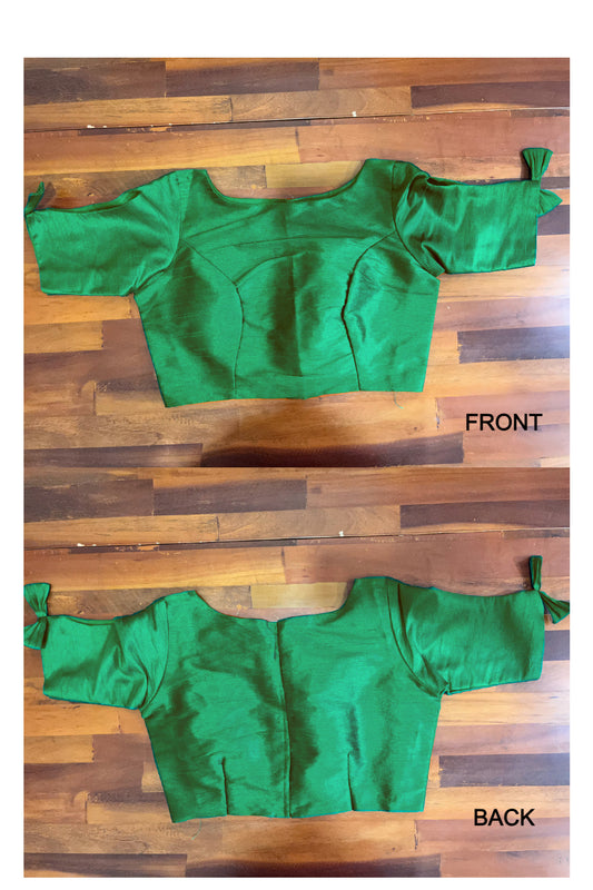 Southloom Green Raw Silk Ready Made Blouse