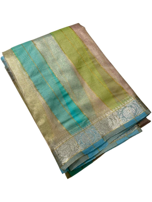 Southloom Tissue Organza Saree With Stripes Design in Multicolour SL353