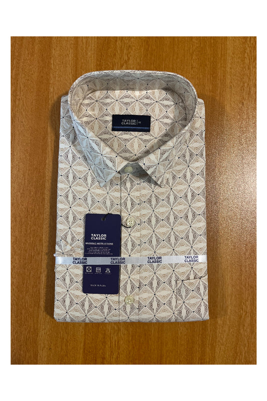Pure Cotton Cream Printed Shirt SLSHIRT 46 HS