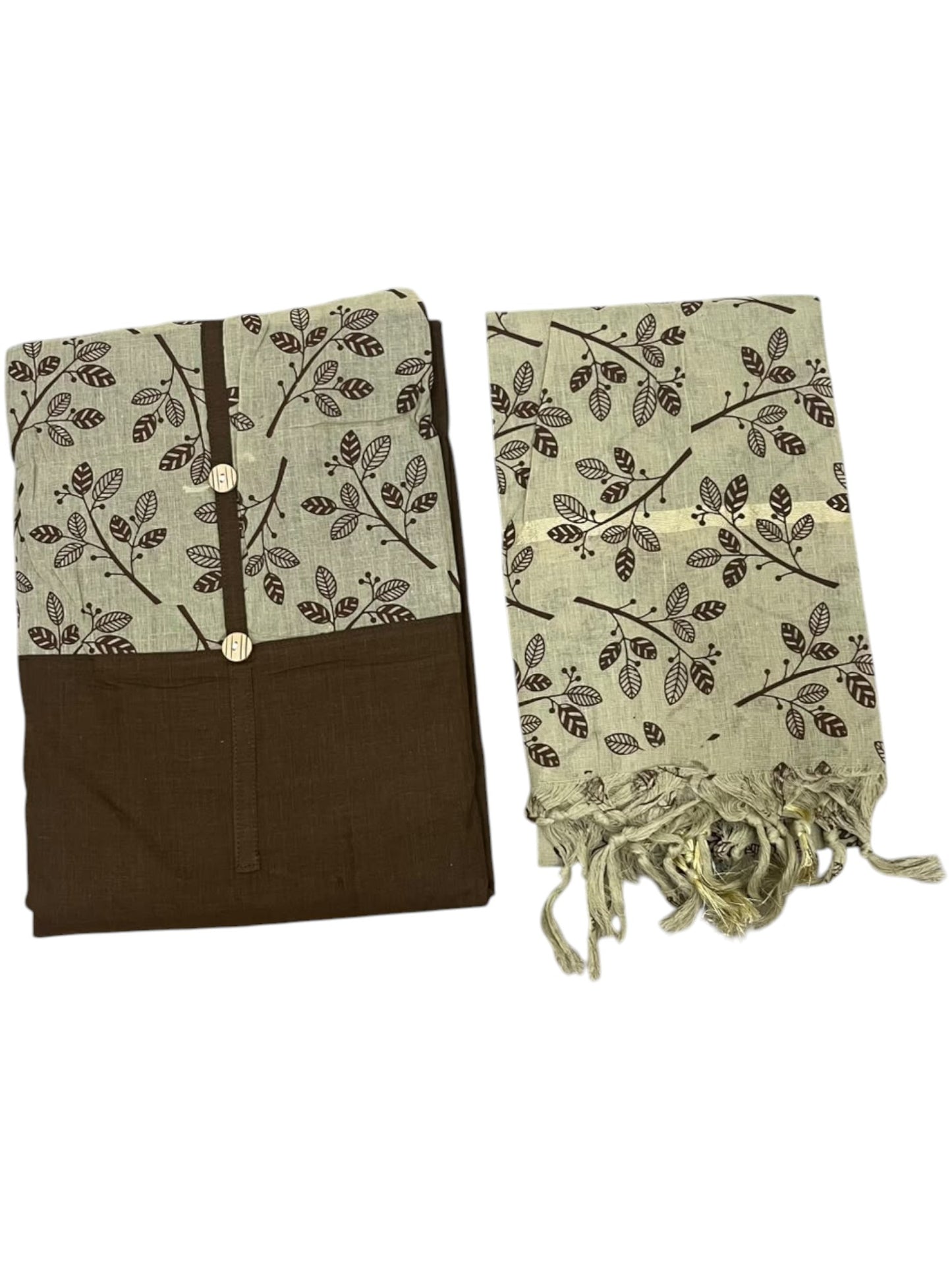 Southloom™ Cotton 3 Piece Brown Salwar Material with Woven Work