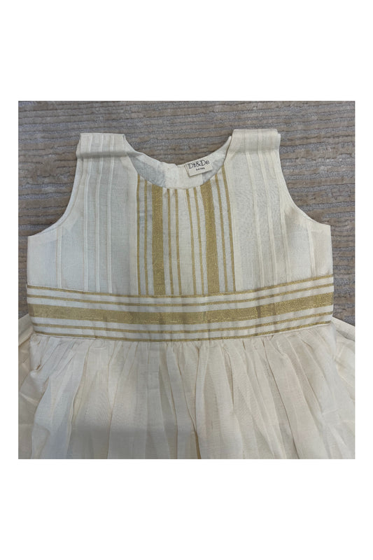 Southloom Premium Kasavu Frock in Balaramapuram Handloom Fabric for Girls