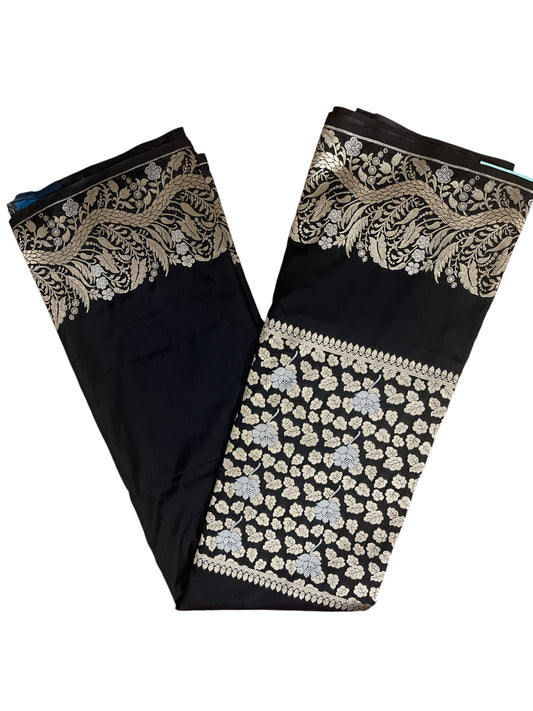 Southloom Pure Banarasi Silk Saree with Woven Work on Body and Borders (Black)