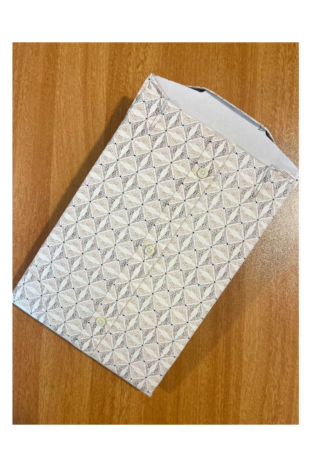 Pure Cotton Cream Printed Shirt SLSHIRT 46 HS