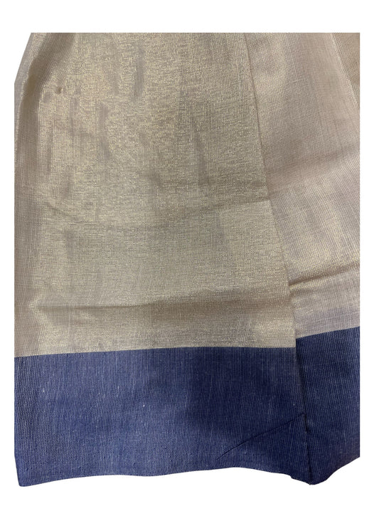 Southloom Kerala Tissue Kasavu Pavada Blouse with Embroidery Work for Kids