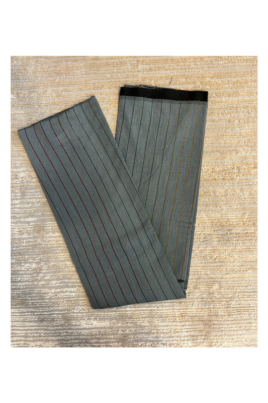 Southloom Kerala Cotton Saree with Lines on Body in Grey