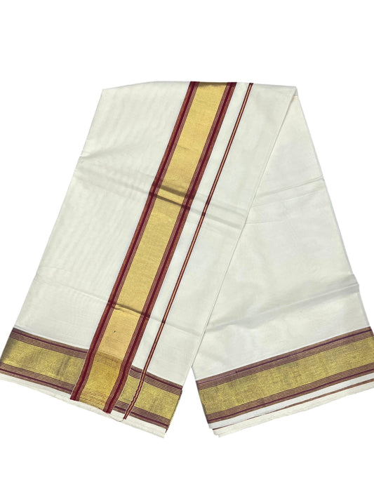 Southloom Kerala Cotton Kasavu Saree with Maroon Border