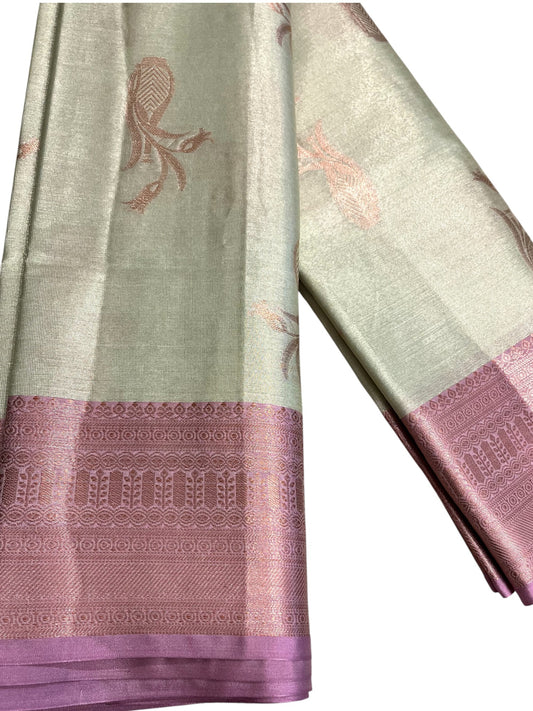 Southloom Semi Banarasi Katan Tissue Saree with Woven Work on Body and Borders