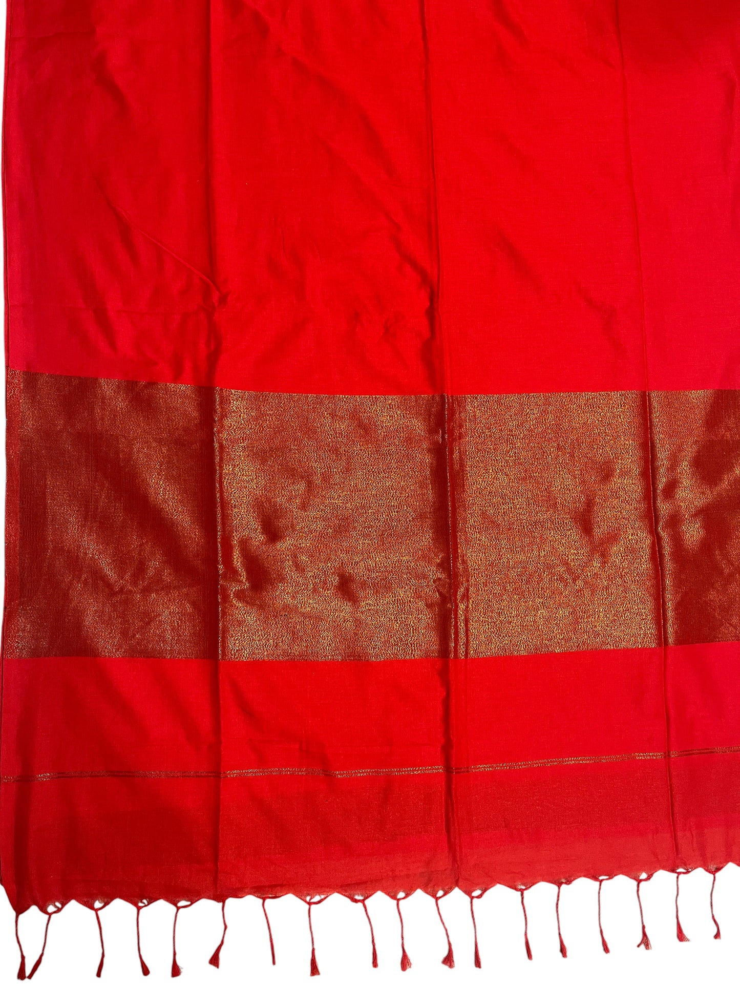Southloom Mul Cotton 120 x 120 Soft Fabric Saree in Red Colour