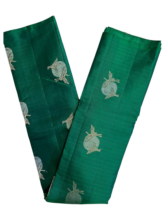 Southloom Pure Handloom Bridal Kanchipuram Silk Saree with Korvai Work (Green & Grey)