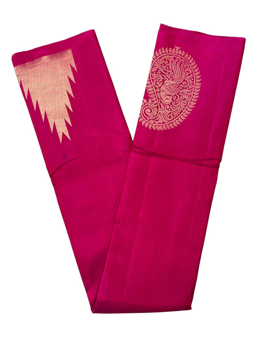 Southloom Pure Handloom Bridal Kanchipuram Silk Saree with Korvai Work(Magenta)