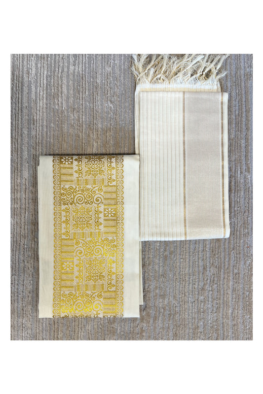 Southloom™ Cotton Churidar Salwar Suit Material with Gold Embroidery Work (include Lines Shawl / Dupatta)