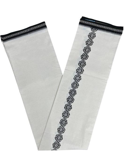 Southloom White Printed Single Mundu / Otta Mundu / Lungi (South Indian Kerala Dhoti)