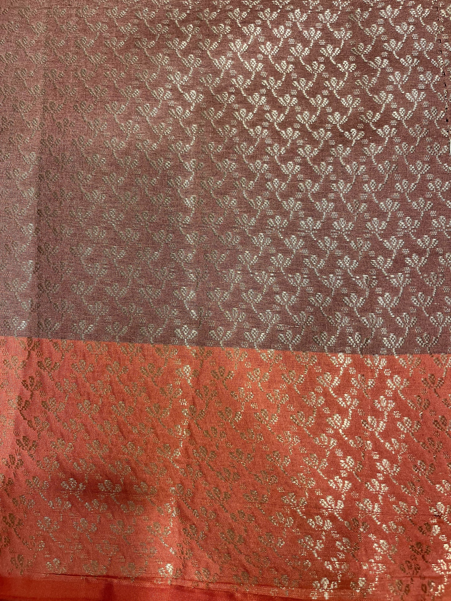 Southloom Tissue Silk Saree with Woven Work on Body and Borders (Peach & Green)