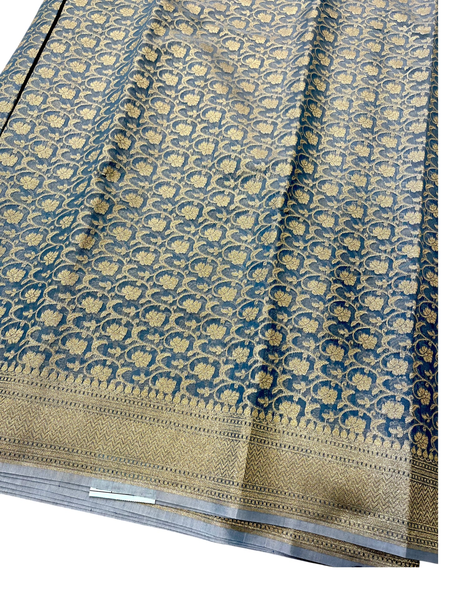 Southloom Cotton Banarasi Silk Saree with Woven Work on Body and Borders(Blue)