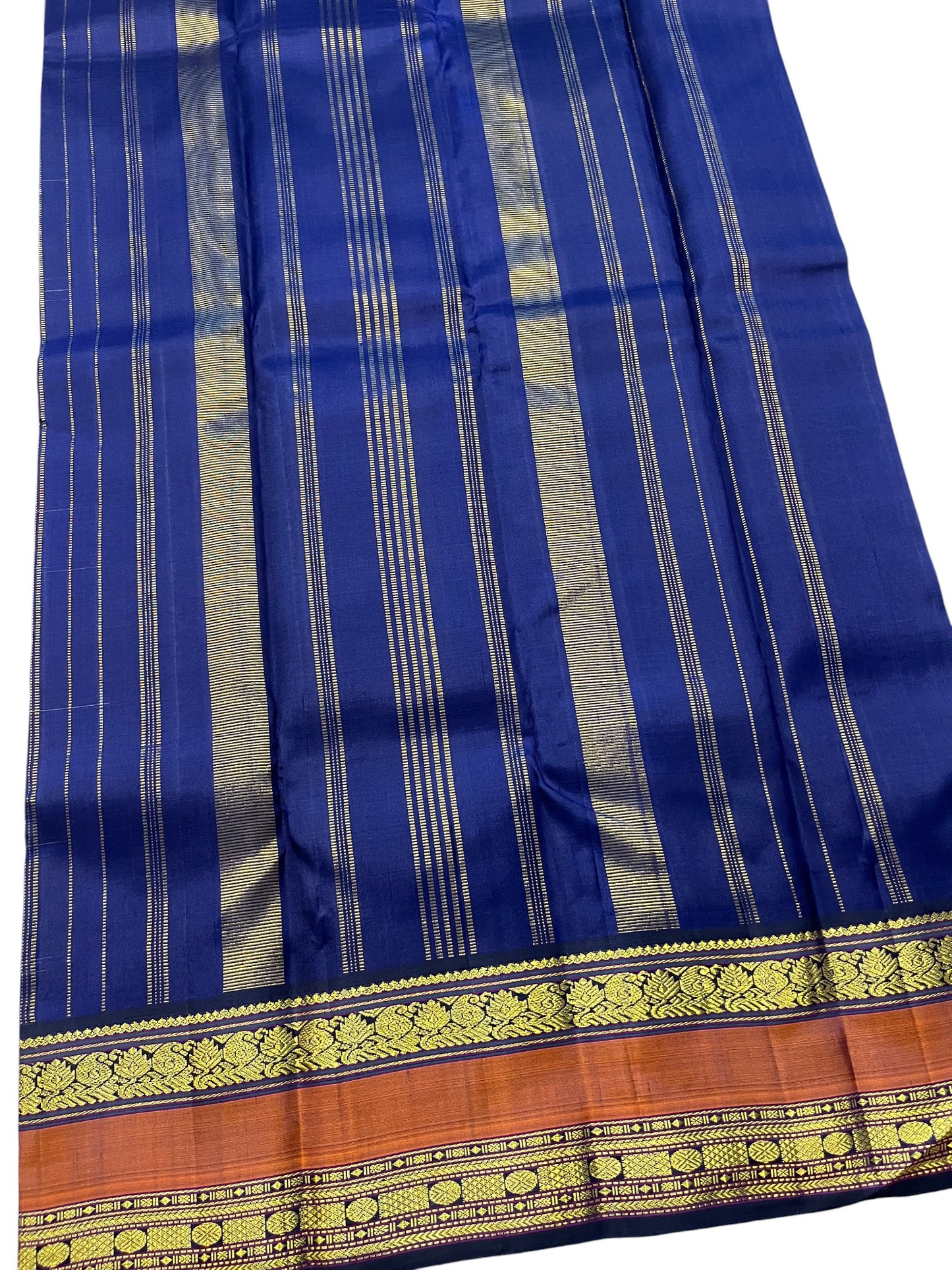 Southloom Pure Handloom Kanchipuram Silk Saree with Korvai Work (Blue & Green )