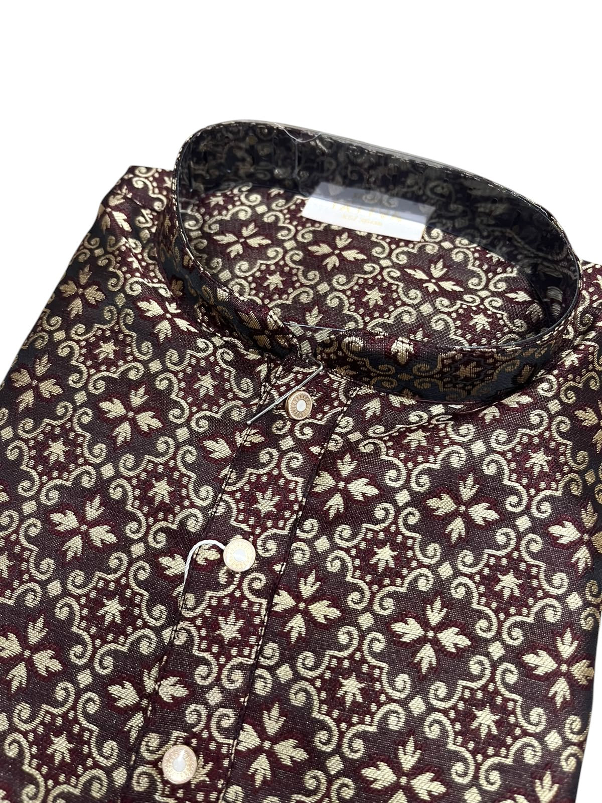 Southloom Maroon Woven Patterns Semi Silk Long Kurta for Men SL591