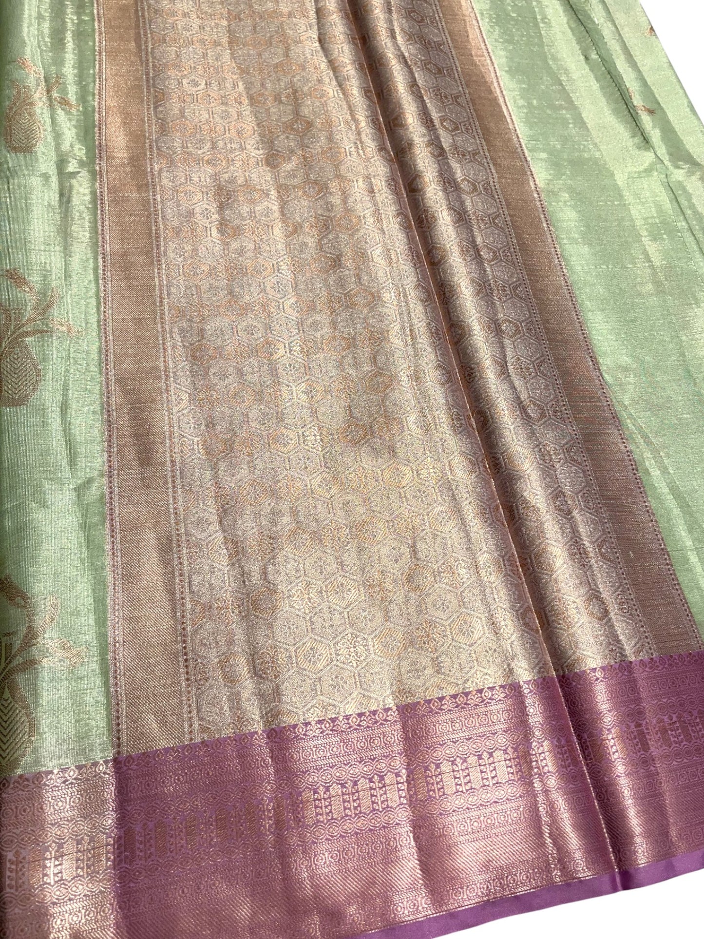 Southloom Semi Banarasi Katan Tissue Saree with Woven Work on Body and Borders