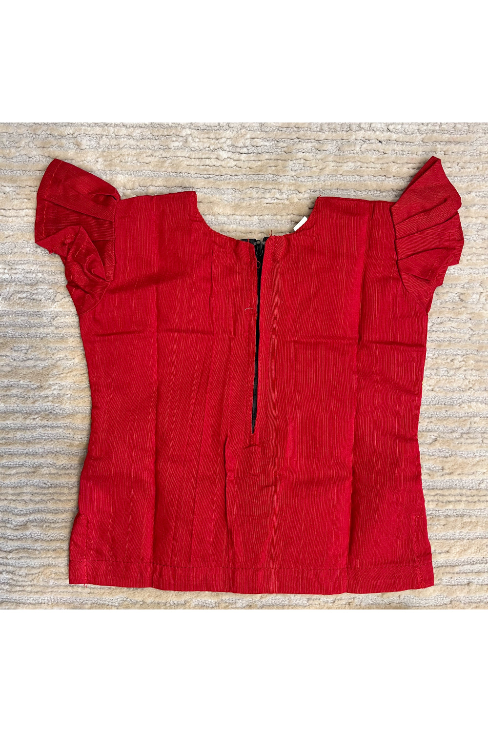 Southloom Kerala Red And Tissue Pavada Blouse with Bead Work for Kids (Age 1 - 10)