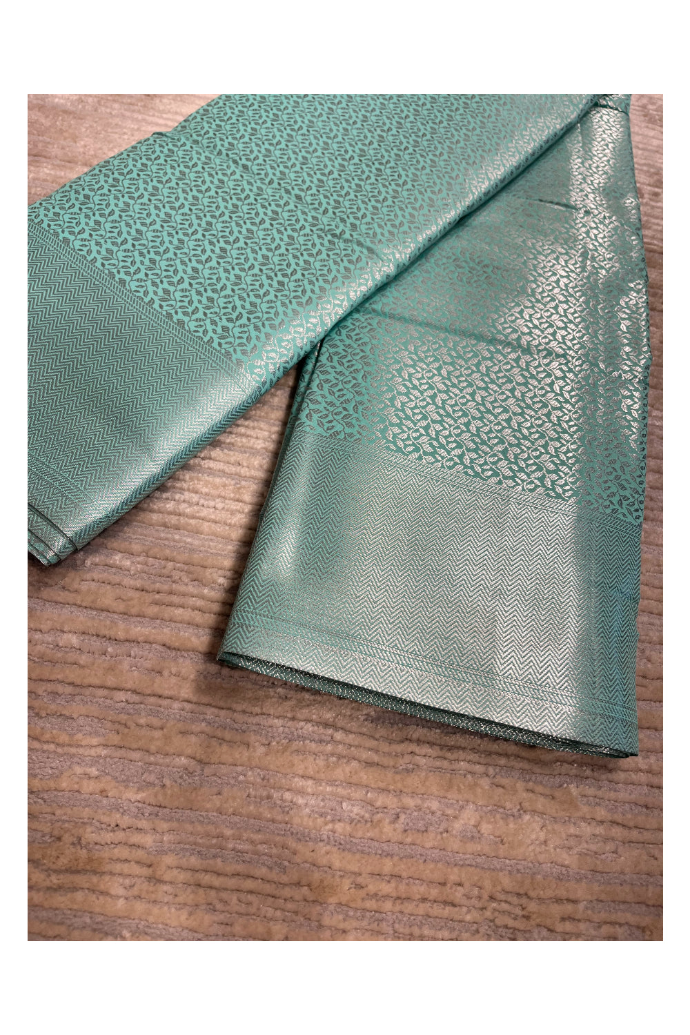 Southloom Banarasi Silver Zari Brocade Work Silk Saree in Blue Pastel Shade