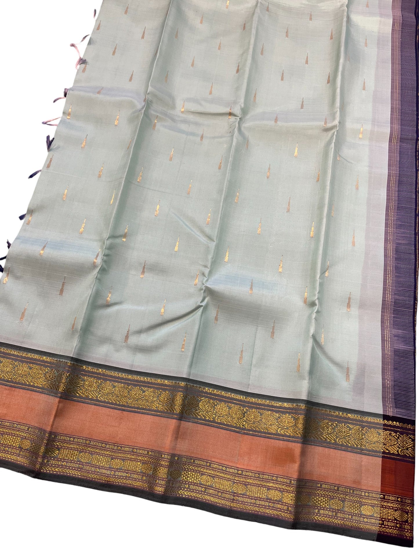 Southloom Pure Handloom Kanchipuram Silk Saree with Korvai Work (Blue & Green )