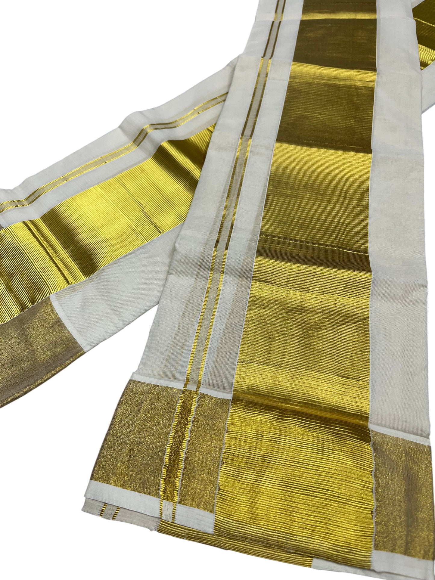 Kerala Cotton Plain Single Set Mundu (Mundum Neriyathum) with Half Fine 4 inch Border in 2.80 Mtrs