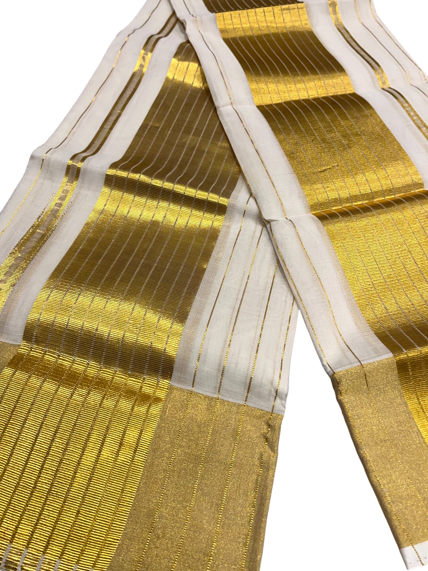 Southloom Premium Handloom Set Mundu with Kasavu and Golden Border (2.80 Mtr)