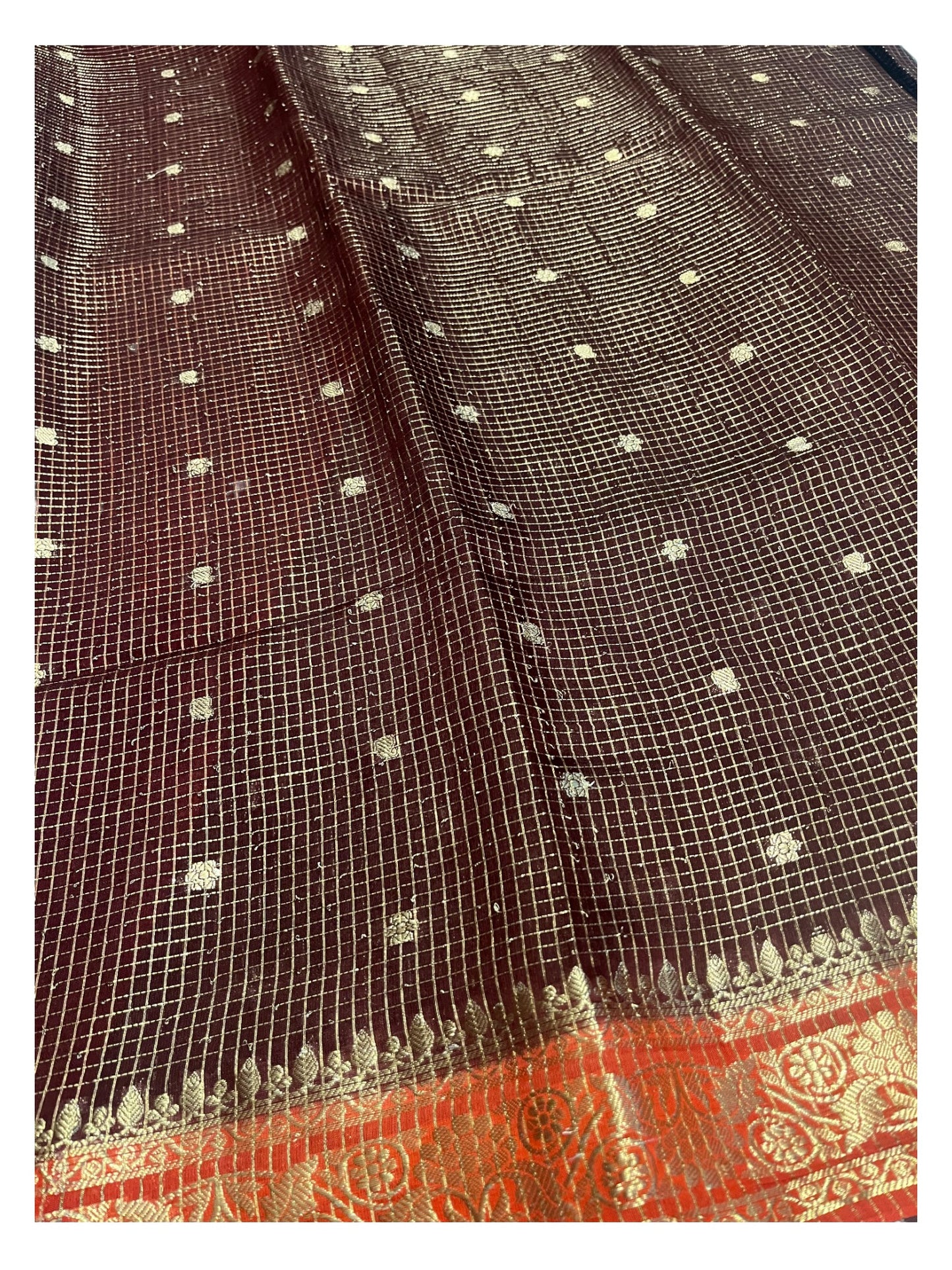 Southloom Banarasi Semi Silk Saree with Woven Work on Body(Brown)