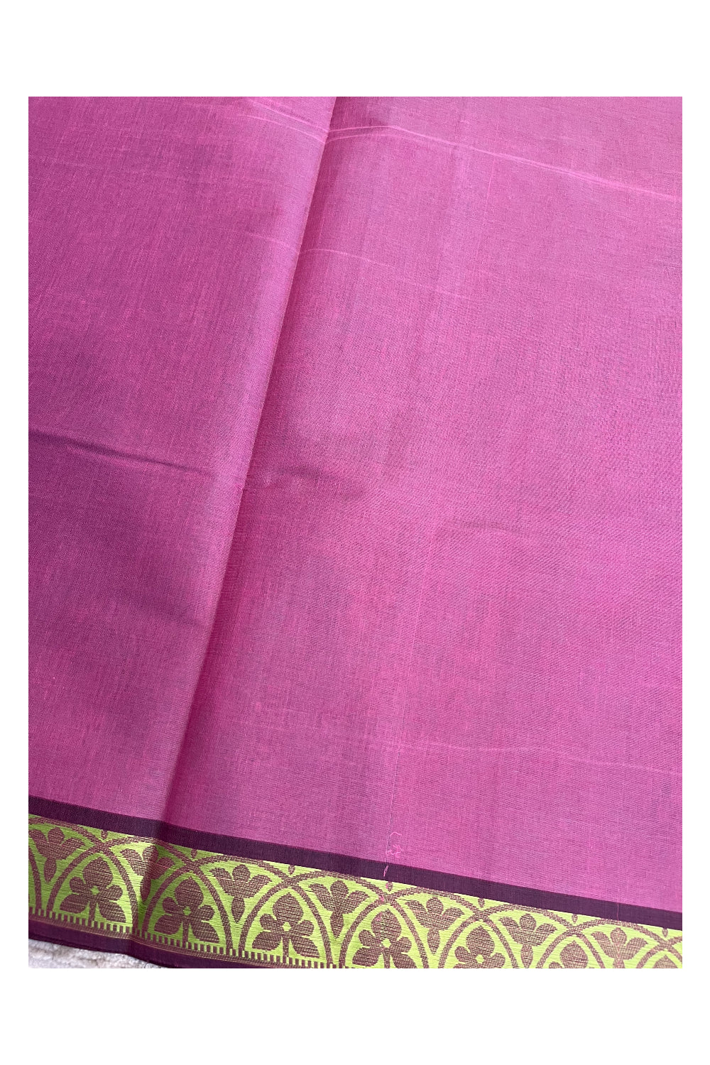 Southloom Kerala Cotton Saree with Floral Woven Works Across Body in Magenta