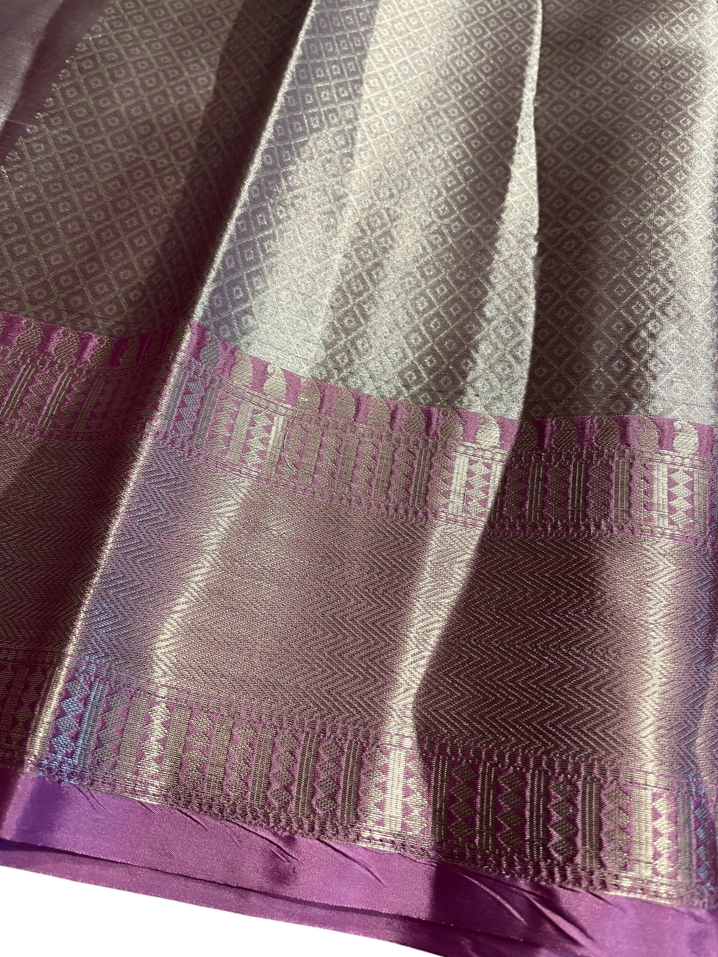 Southloom Semi Banarasi Katan Tissue Saree with Woven Work on Body and Borders (Pink & Lavendar)
