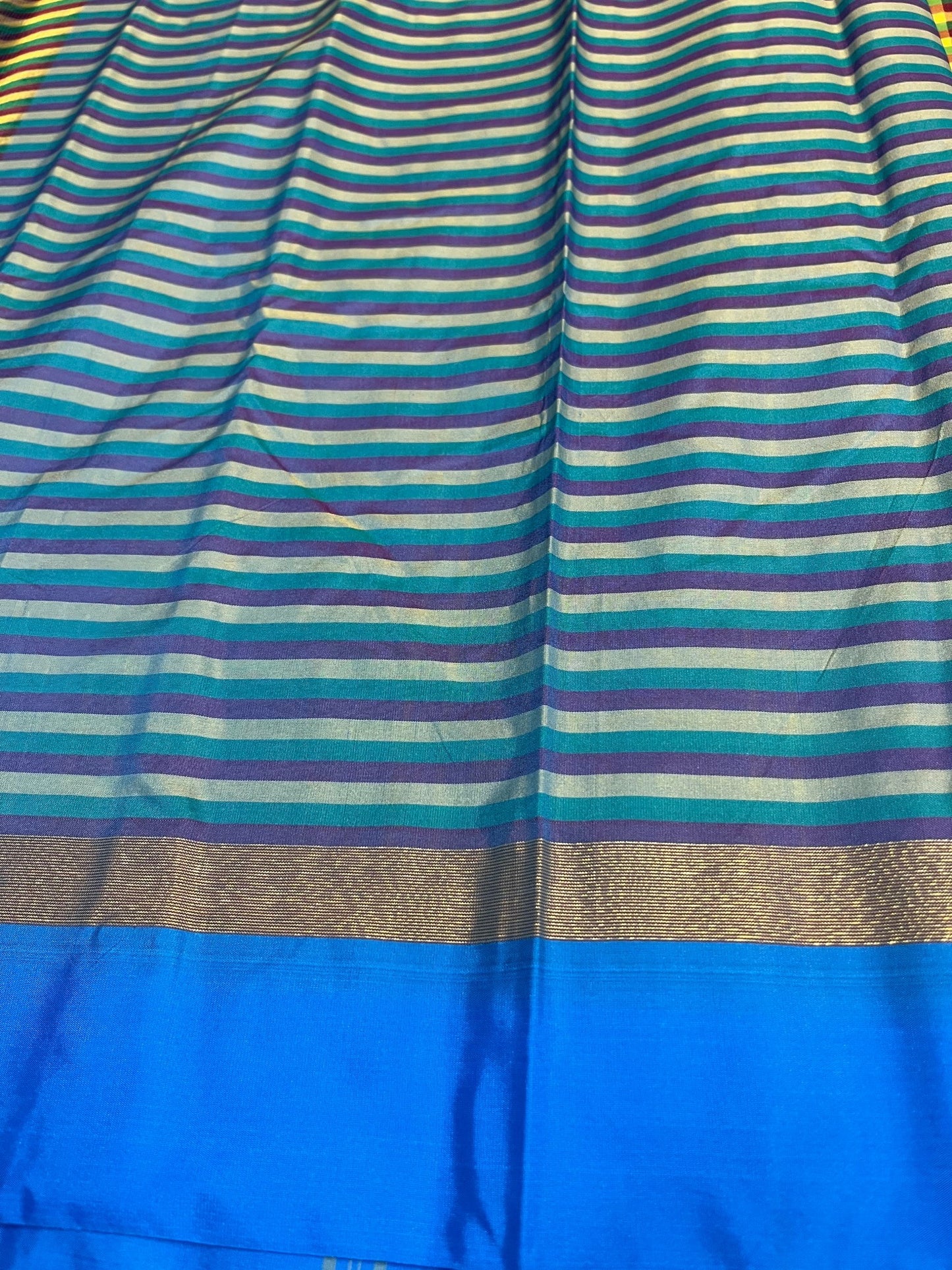 Southloom Semi Silk Saree with Micro Check on Body in Yelloew And Blue