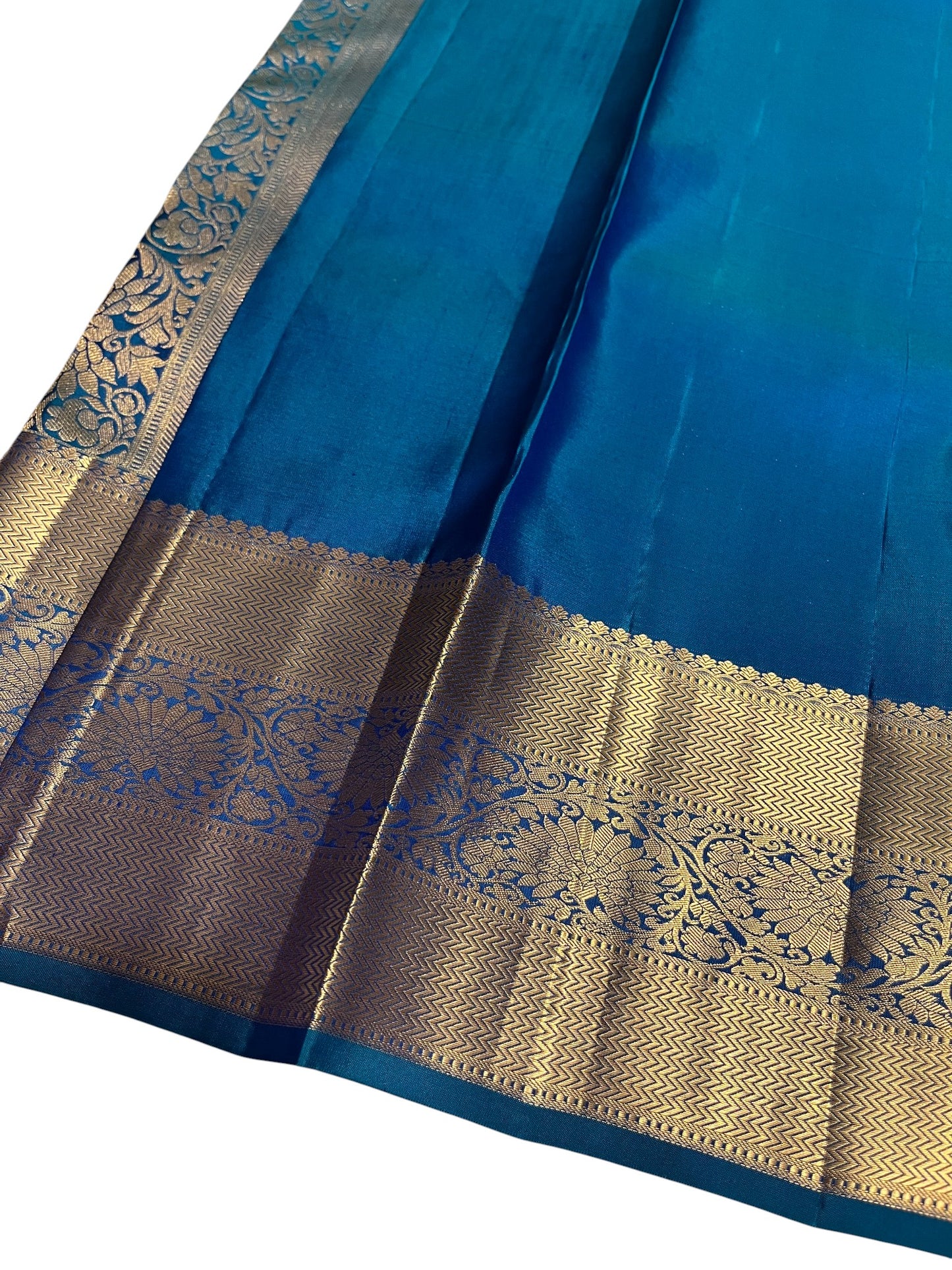 Southloom Pure Handloom Bridal Kanchipuram Silk Saree with Korvai Work (Blue)