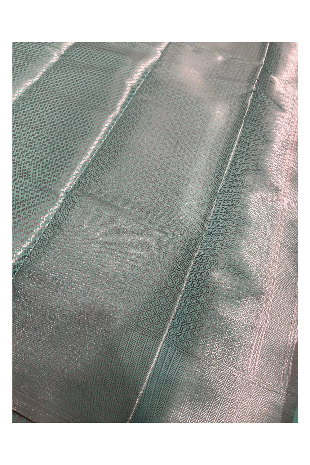 Southloom Banarasi Silver Zari Brocade Work Silk Saree in Blue Pastel Shade