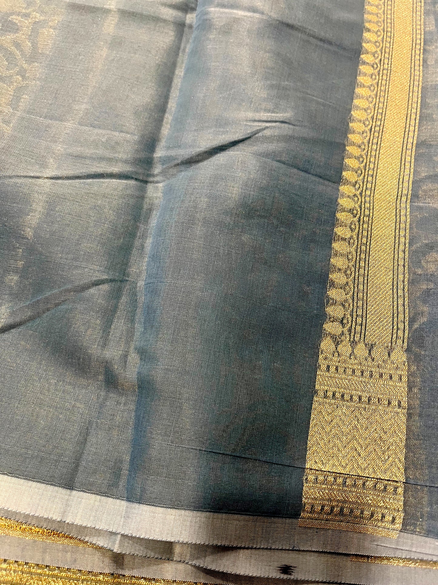 Southloom Cotton Banarasi Silk Saree with Woven Work on Body and Borders(Blue)