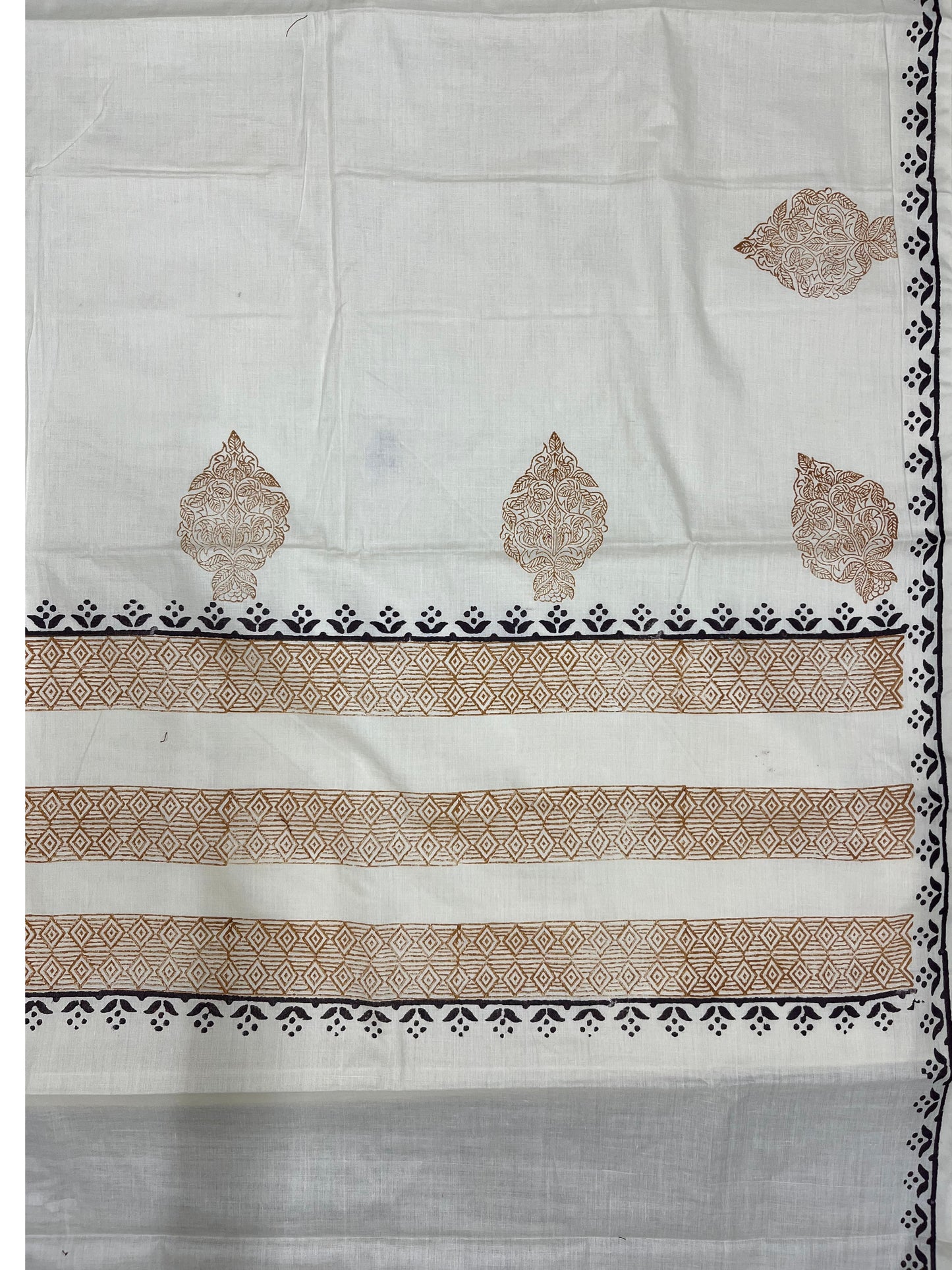 Southloom Kerala Cotton Saree with With Floral Digital Prints on Dark Purple& Mustard Yellow Borders