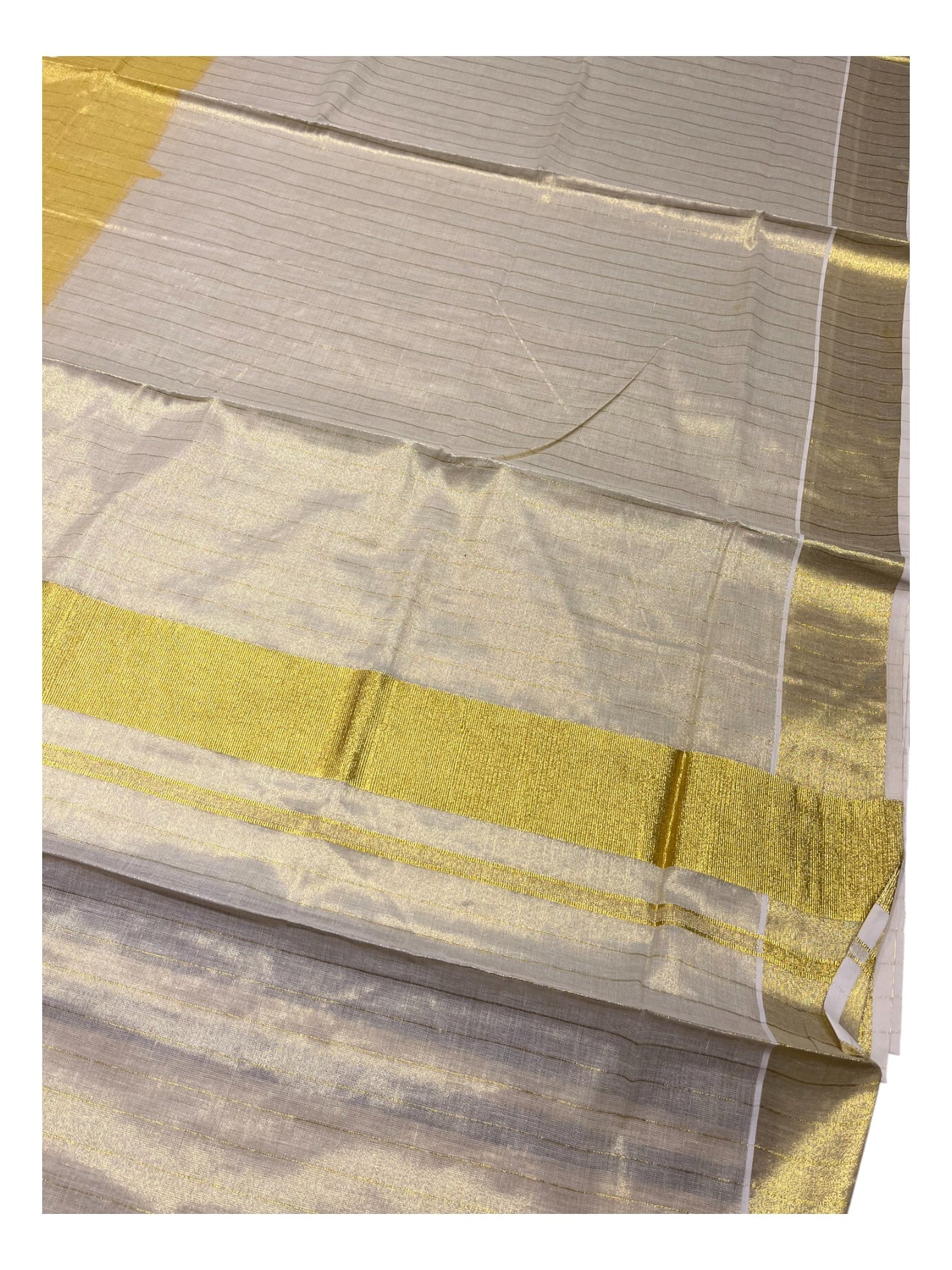 Southloom Kerala Tissue Kasavu Lines Yellow Saree