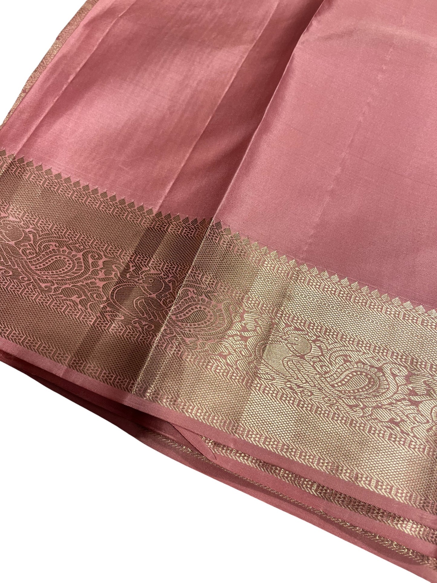 Southloom Pure Handloom Bridal Kanchipuram Silk Saree with Korvai Work (Peach)