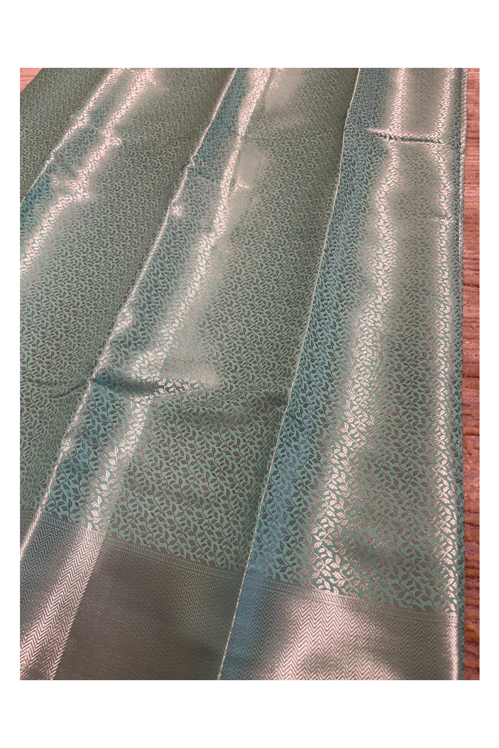 Southloom Banarasi Silver Zari Brocade Work Silk Saree in Blue Pastel Shade