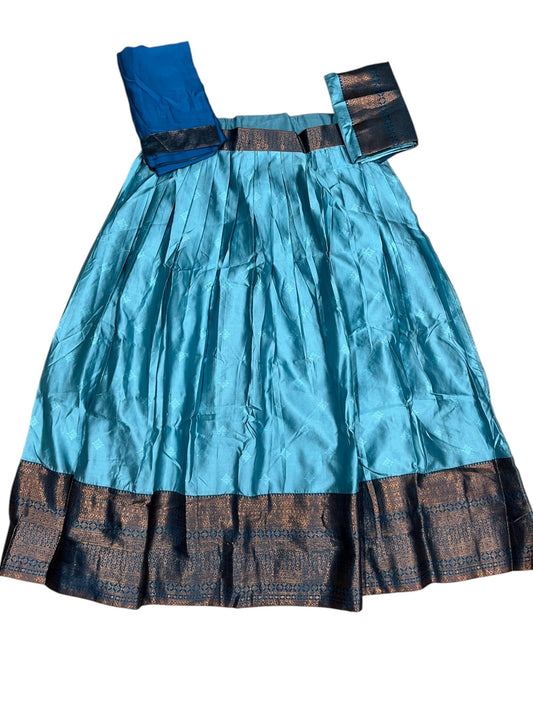 Southloom Semi Silk Dhavani Set with Pavada and Blue Blouse PieceSLDHAVANI SL542