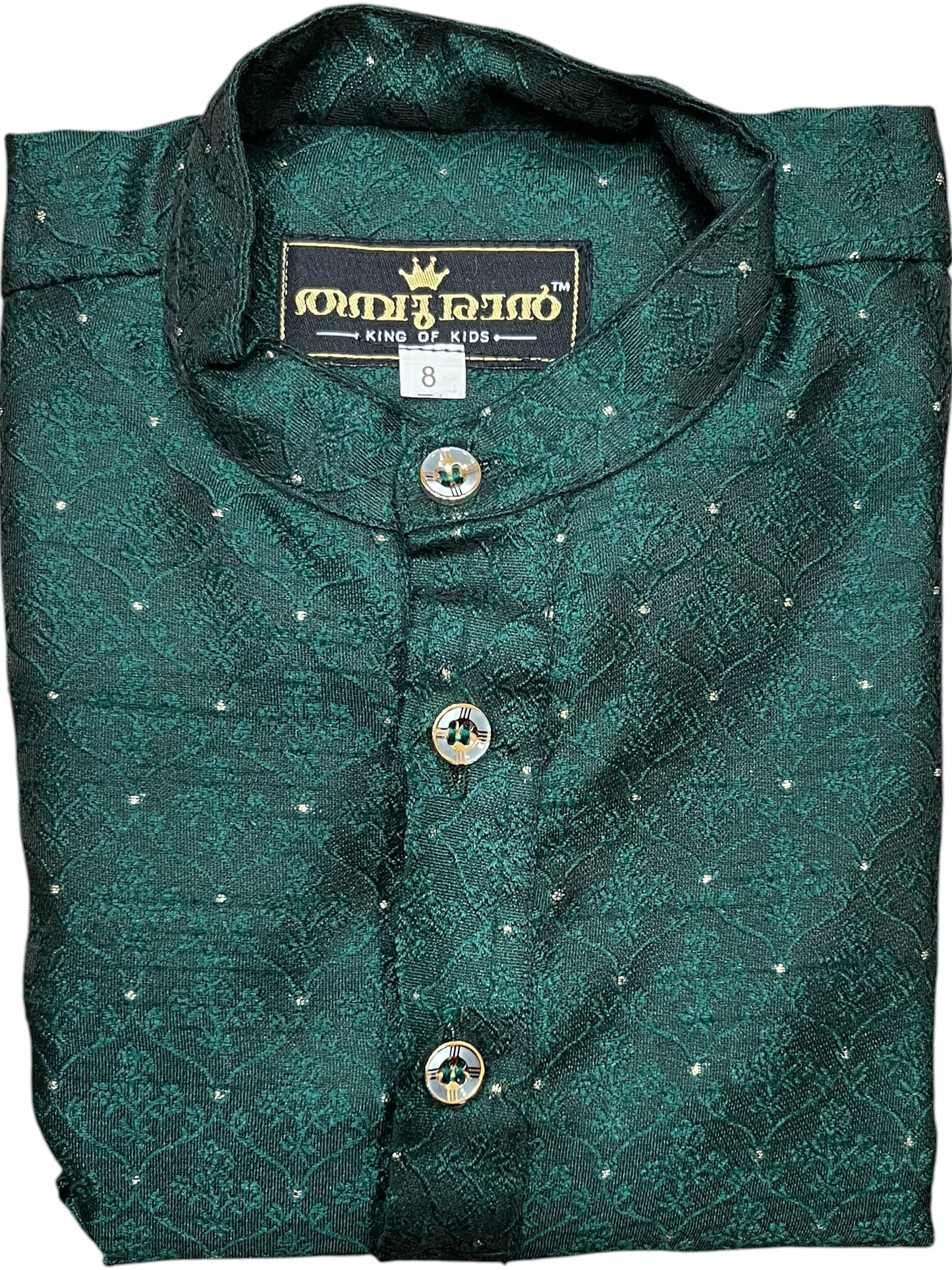 Southloom Semi Silk Short Kurta for Kids in Green Colour